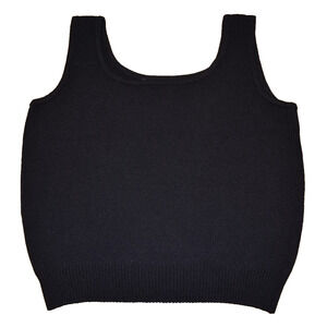 ST. JOHN BASICS Santana Black Knit Cropped Shell Tank Top -- Womens Small